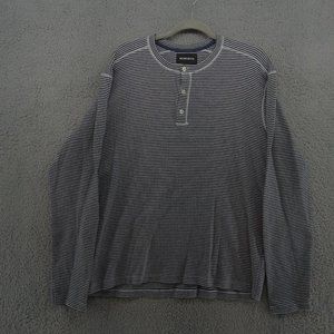 Bonobos Shirt Mens Large Blue White Stripe‎ 3 Button Henley Classicore Preppy